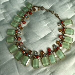J. Crew Mint Blue, Pink, White & Copper Crystal Statement Necklace